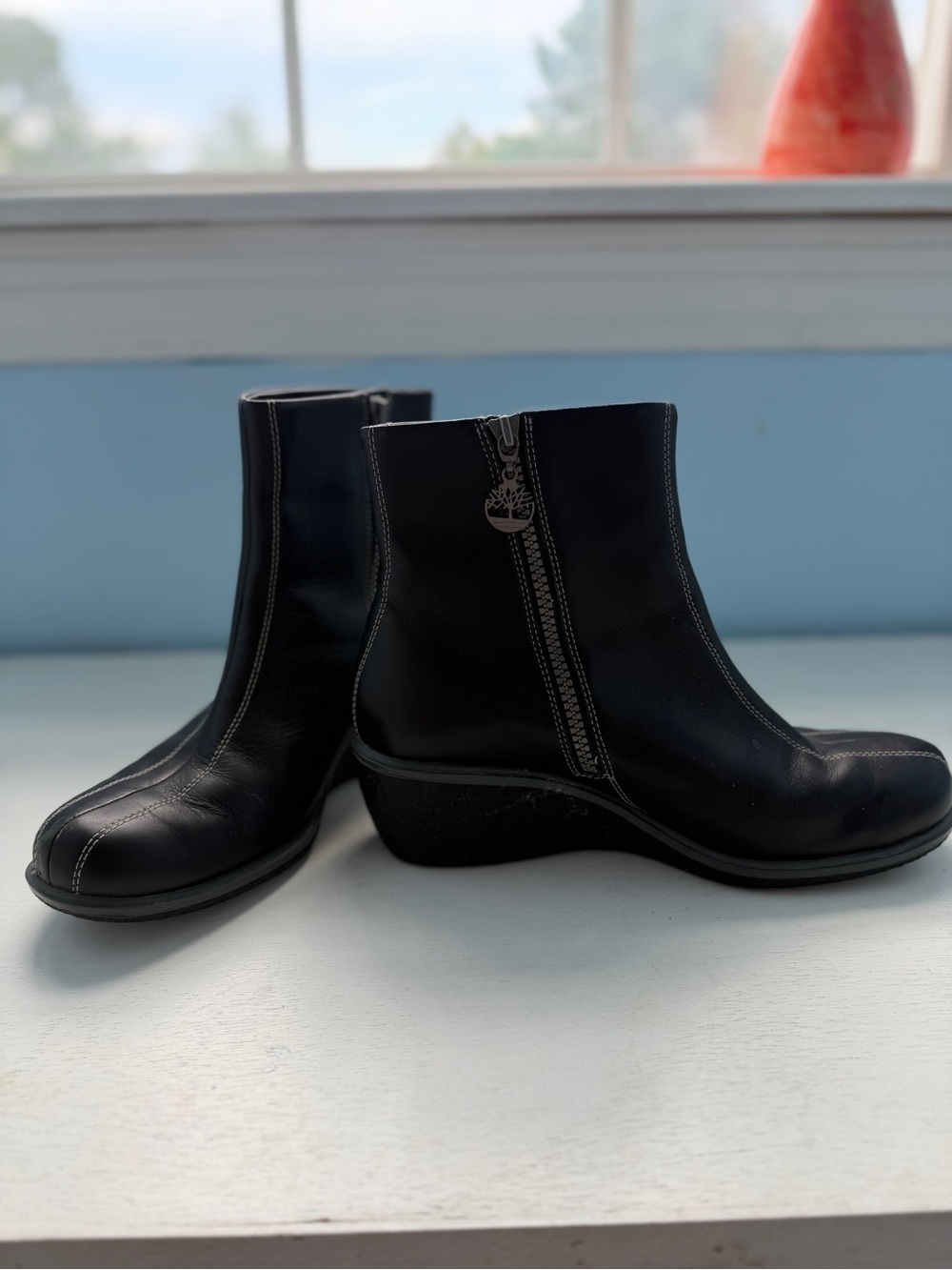 Timberland Black Leather Women's Heeled Ankle Boots